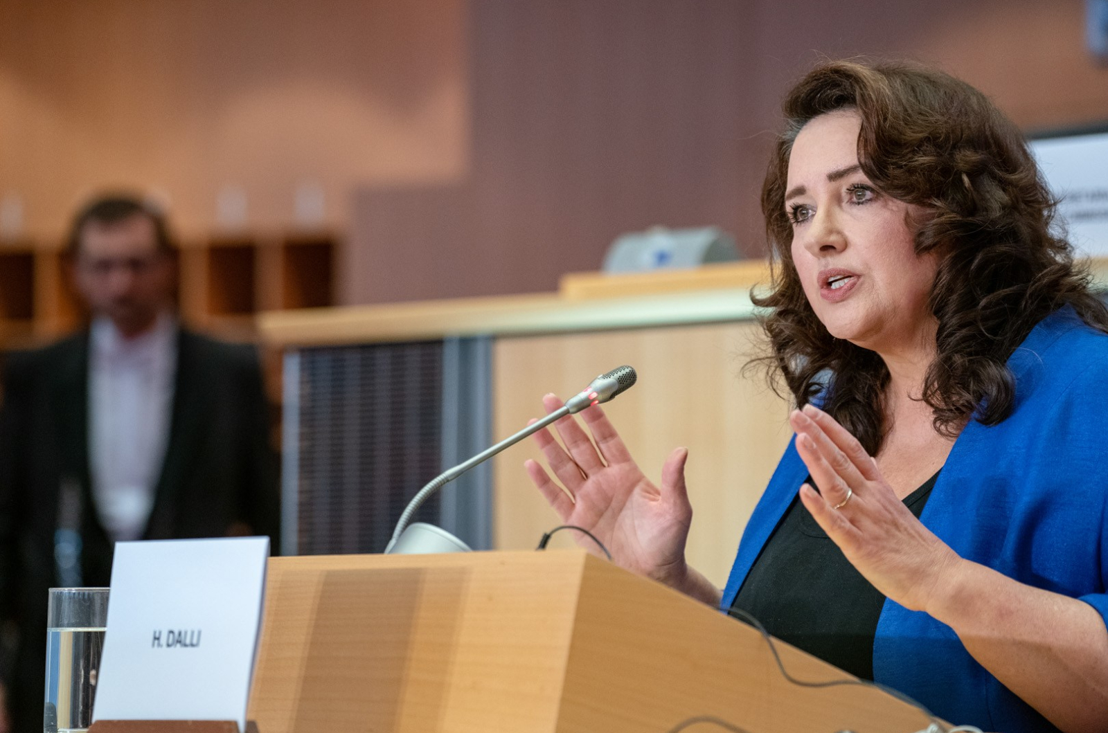 Helena Dalli, Commissioner-designate for Equality, during the hearing in the European Parliament. Credit: EP